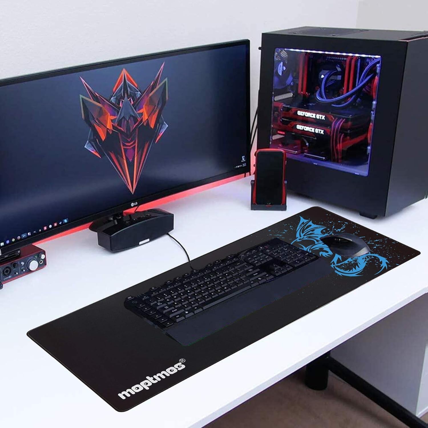 Large Mouse Pad Extended Speed Gaming Mouse Pad Fly Dragon Mouse Pad Gamer Office Computer Mouse Mat (A-Blue)