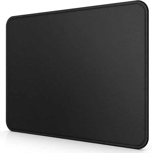 Premium Stitched Edge Mouse Pad, Washable Micro-Weave Cloth Gaming Mat for Office and Home, Non-Slip Rubber Base, Black