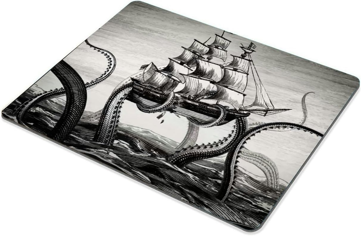 Kraken Mouse Pad Sail Boat Waves and Octopus Non-Slip Rubber Mouse Pad Gaming Mouse Pad