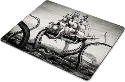 Kraken Mouse Pad Sail Boat Waves and Octopus Non-Slip Rubber Mouse Pad Gaming Mouse Pad