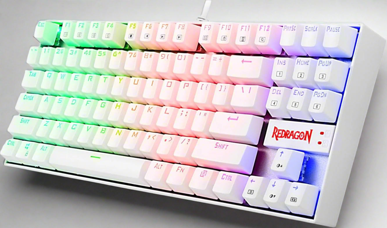 K552 Mechanical Gaming Keyboard 60% Compact 87 Key Kumara Wired Cherry MX Blue Switches Equivalent for Windows PC Gamers (RGB Backlit White)