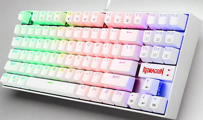K552 Mechanical Gaming Keyboard 60% Compact 87 Key Kumara Wired Cherry MX Blue Switches Equivalent for Windows PC Gamers (RGB Backlit White)